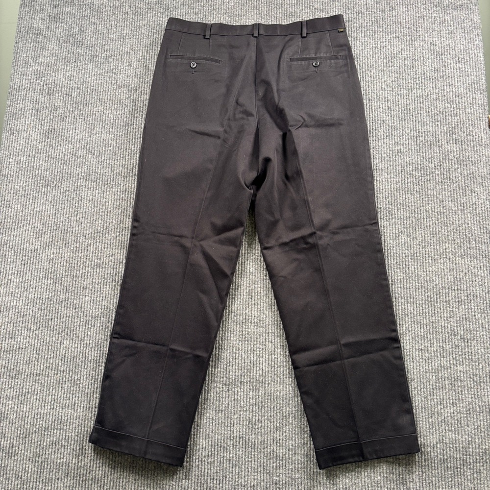 Dockers Pleated Chino Pants Men 36x29.5 Black Cuffed Classic Fit Trousers Preppy